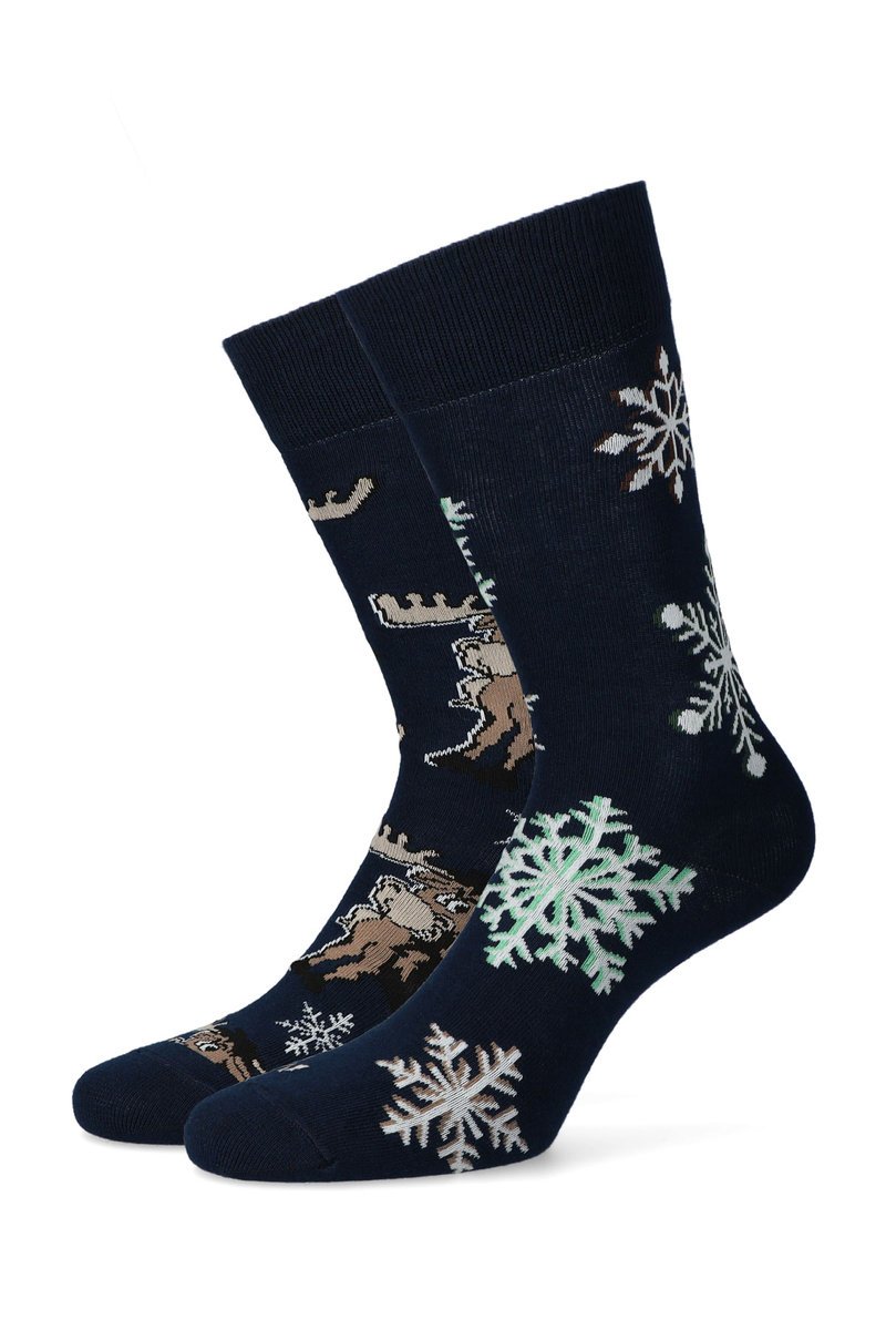 Lancerto, Skarpety granatowe świąteczne w renifery i śnieżynki, rozmiar 44/46
