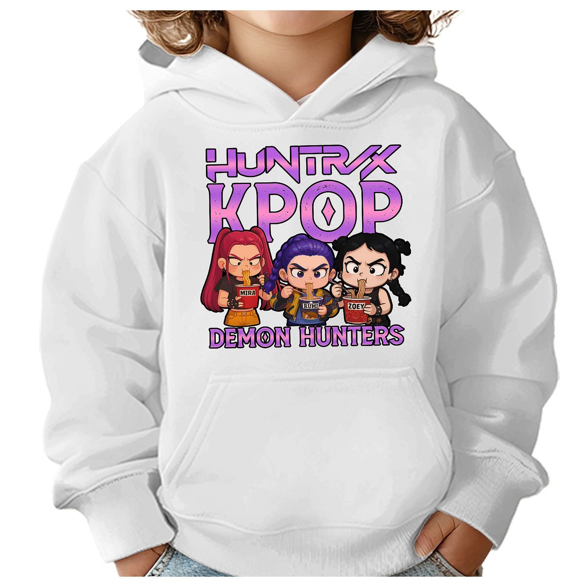 BLUZA DZIECIĘCA K-POPOWE ŁOWCZYNIE DEMONÓW HUNTRIX 134-140 Z KAPTUREM