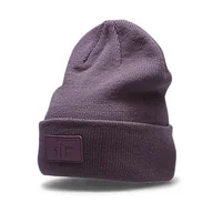 Czapki damskie - CZAPKA dziecięca 4F ZIMOWA beanie CIEPŁA podwijana FIOLETOWA - miniaturka - grafika 1