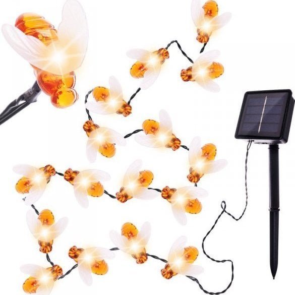 Lampki solarne ogrodowe łańcuch pszczółki 4,5m 30LED ciepły