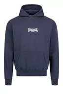 Bluzy męskie - Lonsdale Męska bluza z kapturem, granatowa/ecru, XL - miniaturka - grafika 1
