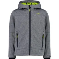 Kurtki i płaszcze dla chłopców - CMP - kurtka z melanżu Softshell dla dzieci ze stałym kapturem, B.Blue Mel.-Kwasowy, 116 - miniaturka - grafika 1