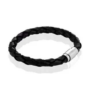 Bransoletka skórzana czarna EM 26 - EM Men's Accessories - Bransolety męskie - miniaturka - grafika 1