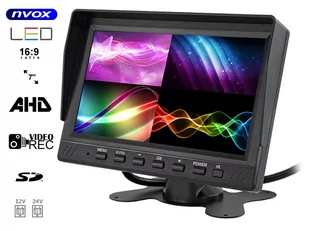 Monitor samochodowy LCD 7" AHD 4PIN z funkcją rejestratora 12V 24V - Car Video - miniaturka - grafika 1