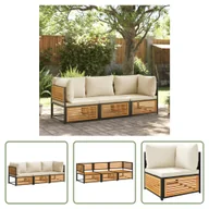 Sofy ogrodowe - The Living Store 3-częściowa sofa ogrodowa z poduszkami z litego drewna akacjowego - miniaturka - grafika 1