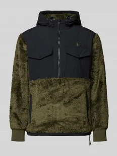 Sweter z polaru z kapturem i kieszeniami na piersi model ‘CURLY’ - Swetry męskie - miniaturka - grafika 1