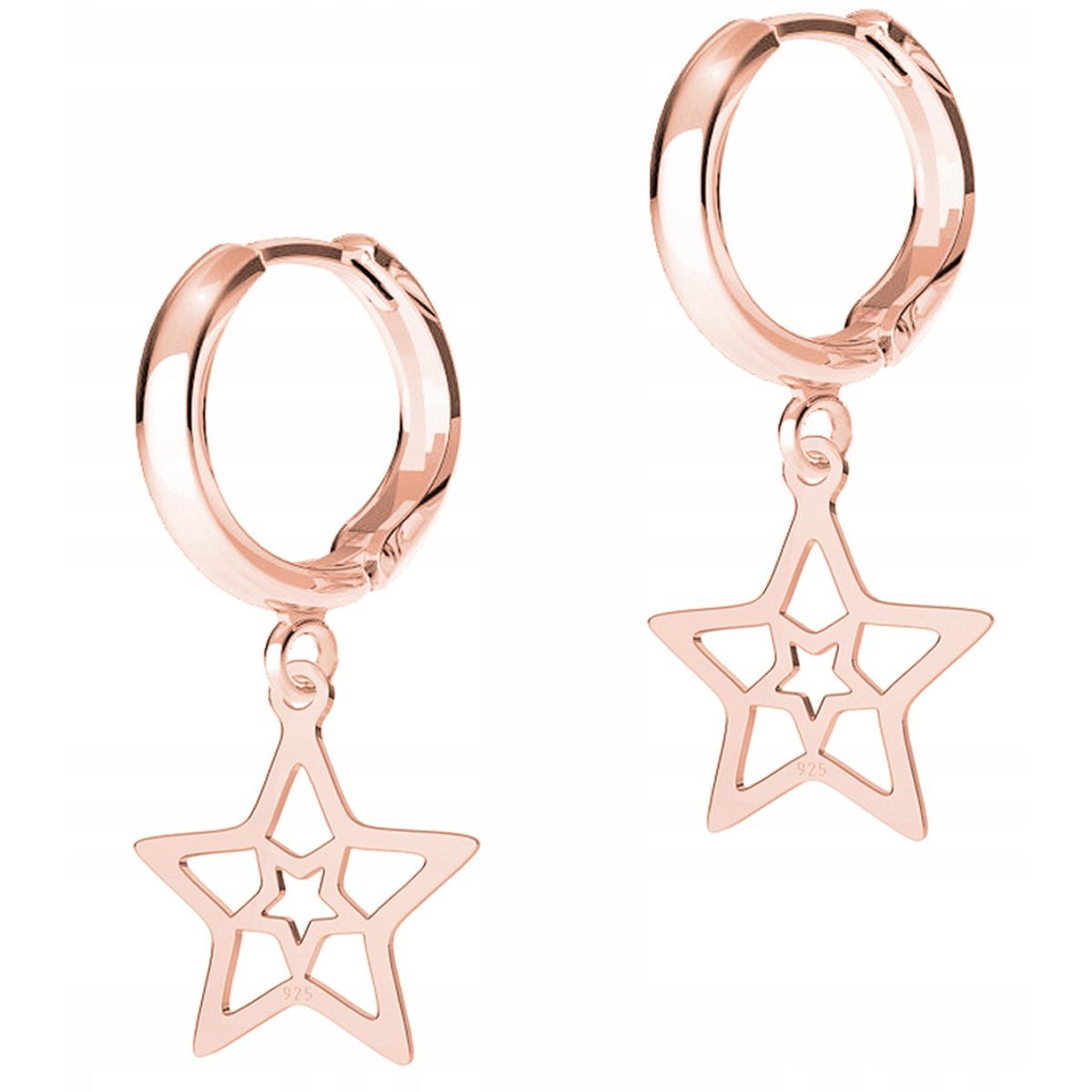 Kolczyki Pozłacane Blaszki z Gwiazdami Star Gwiazdy Gwiazdki SREBRO 925