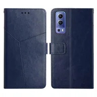 Etui i futerały do telefonów - Do vivo Y72 5G Y Stitching Poziome skórzane etui na telefon z klapką Niebieski - miniaturka - grafika 1