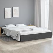 Łóżka - Lumarko Rama łóżka, szara, lite drewno, 150x200 cm, King Size - miniaturka - grafika 1