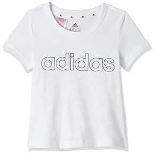 Koszulki dla dziewczynek - Adidas Koszulka dziewczęca G Lin biały/czarny 7 Years GN4045 - grafika 1