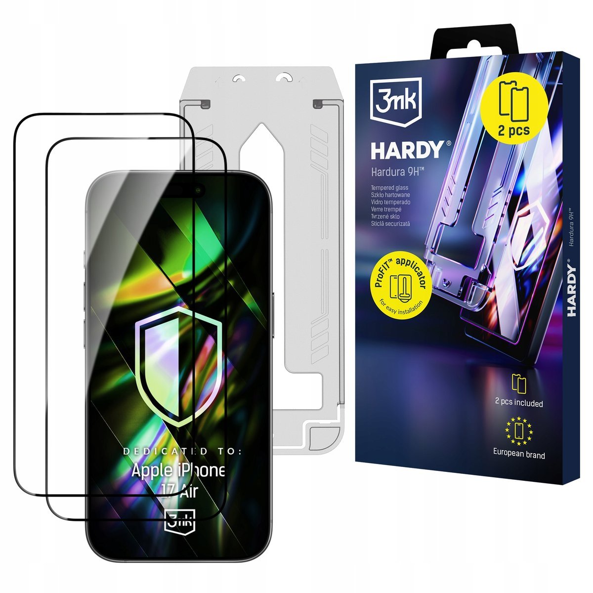 Mocne szkło hartowane z aplikatorem 3mk Hardura 9H do Apple iPhone 17
