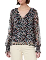 Bluzki damskie - Vila Bluzka damska VIFALIA L/S TOP/SU, czarna/AOP:Dotti, 36, Czarny/Aop: dotti, 36 - miniaturka - grafika 1