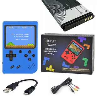 Konsola przenośna GAMEBOY Trusty T400 DUŻO GIER KOLOROWY LCD + KABEL USB TV NIEBIESKA - Zabawki interaktywne dla dzieci Konsola przenośna GAMEBOY Trusty T400 DUŻO GIER KOLOROWY LCD + KABEL USB TV NIEBIESKA - Zabawki interaktywne dla dzieci - miniaturka - grafika 1