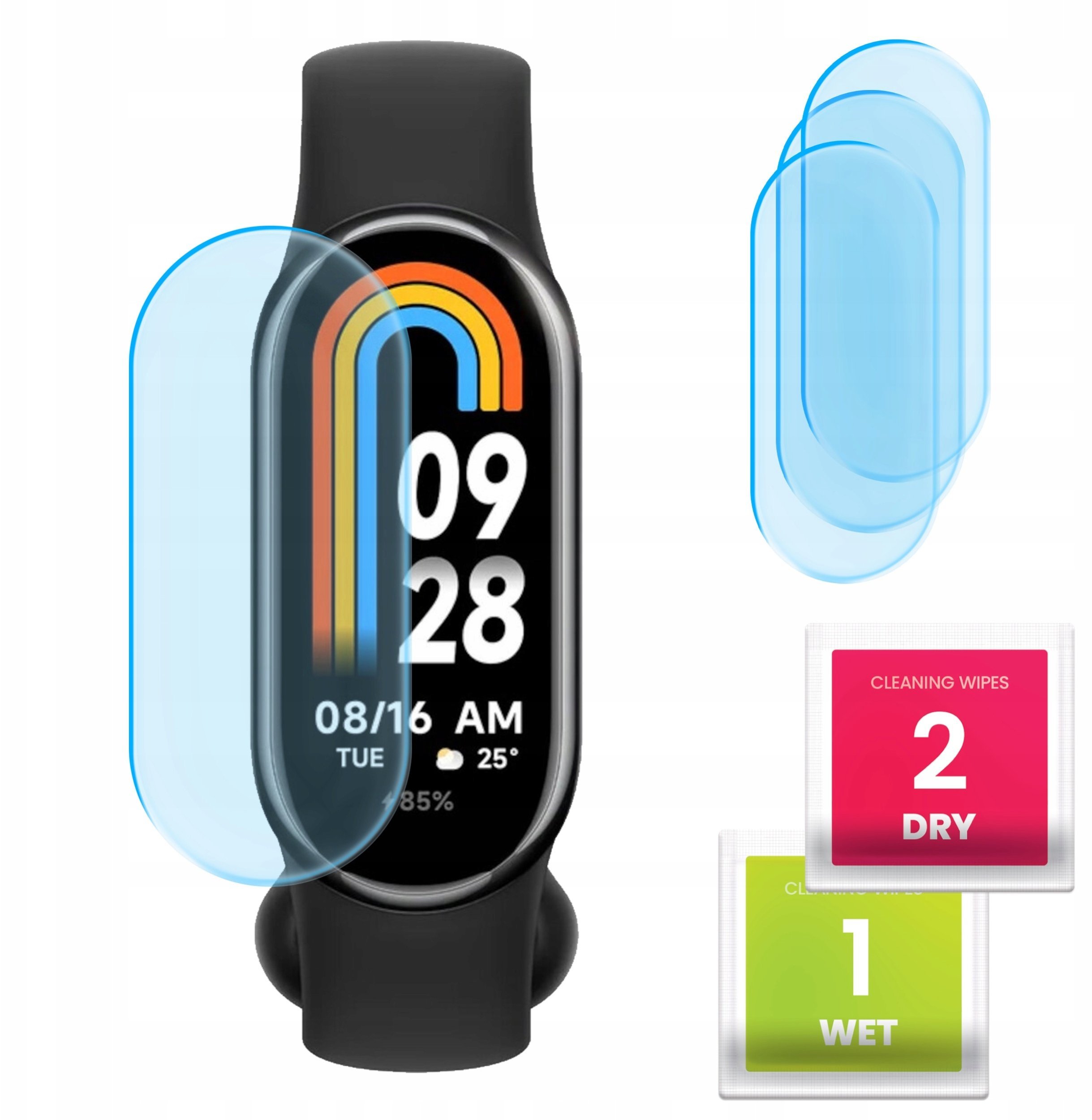 3-PAK Szkło Hybrydowe do Mi Smart Band 8 Szkiełko, Ochronne, Odporne, 9H