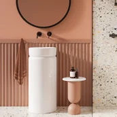 Umywalki - Massi Umywalka z konglomeratu wolnostojąca okrągła biała matowa 85 x 40 cm RONA White MATT bez przelewu - miniaturka - grafika 1