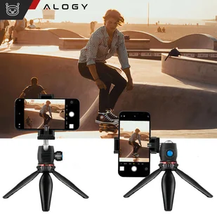 Uchwyt na telefon Alogy Mini Tripod Trójnóg Liginn do robienia zdjęć do telefonu kamery GoPro lampy ring 1/4 Czarny - Statywy fotograficzne - miniaturka - grafika 14