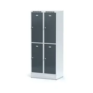 Szafki BHP - Alfa 3 Szafka ubraniowa 4-drzwiowa na cokole, drzwi antracytowe, zamek cylindryczny 1261696 - miniaturka - grafika 1
