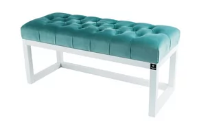Ławka na buty LPP-2 140cm EMRAWOOD drewno lite kolor biały siedzisko pikowane kolor miętowy - Ławki do przedpokoju - miniaturka - grafika 1