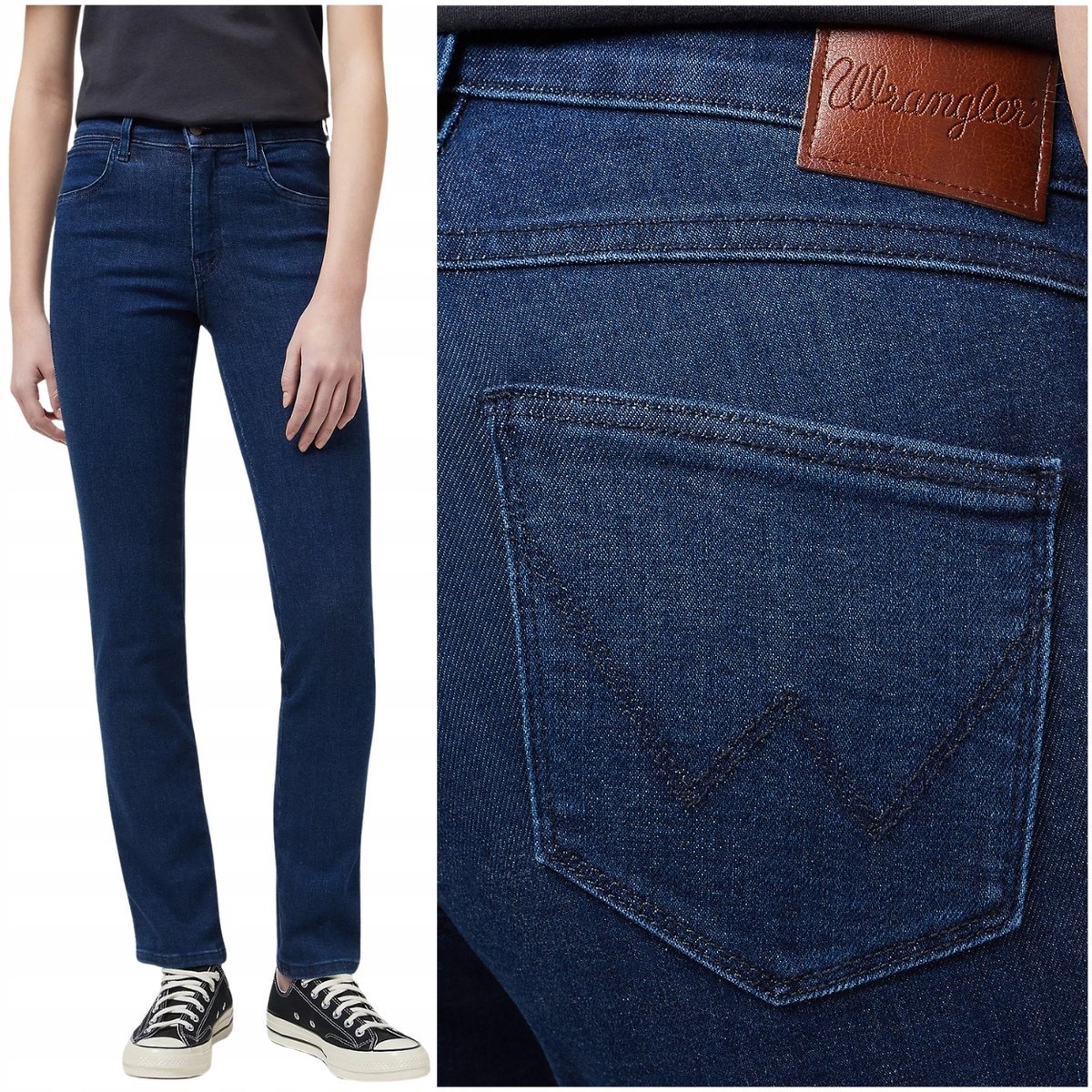 Wrangler SLIM elastyczne proste wysokie damskie spodnie jeansowe W30 L32