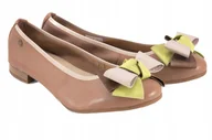 Baleriny - Maciejka P6801-14 baleriny damskie jasny brąz skórzane z kokardą r.36 - miniaturka - grafika 1
