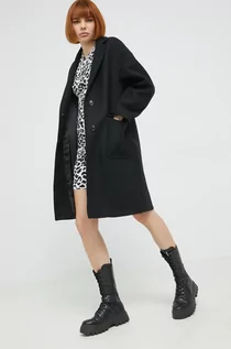 Płaszcze damskie - Love Moschino płaszcz wełniany kolor czarny przejściowy - grafika 1