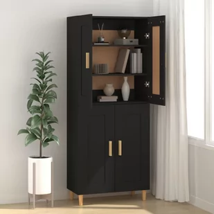 Lumarko Szafka, czarna, 69,5x34x90 cm, materiał drewnopochodny - Szafki do salonu - miniaturka - grafika 4