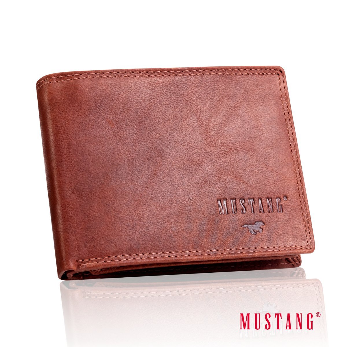 MUSTANG Denimo Wallet Side Opening SKÓRZANY PORTFEL POJEMNY NA KARTY PREMIUM