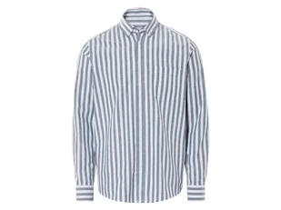 LIVERGY® Koszula męska Oxford bawełniana (W paski/ biały/niebieski, S (37/38)) - Koszule męskie - miniaturka - grafika 1