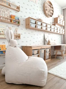 Uszata pufa siedzisko z oparciem Funny Bunny Sztruksowa - Beżowa - Szafy i szafki dla dzieci - miniaturka - grafika 1