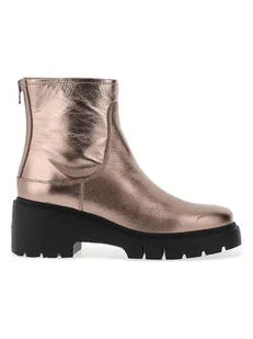 Unisa Skórzane botki "Jorge" w kolorze złotym - Botki damskie - miniaturka - grafika 1