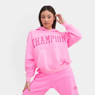 Damska bluza dresowa nierozpinana z kapturem Champion Rochester Hooded Sweatshirt - różowa - CHAMPION - Bluzy sportowe damskie - miniaturka - grafika 1