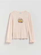 Bluzki dla dziewczynek - Reserved - Koszulka z aplikacją Pusheen - pastelowy róż - miniaturka - grafika 1
