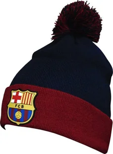 Czapka Zimowa FC Barcelona z Pomponem Herb Logo Granatowa Bordowa Akrylowa - Czapki damskie - miniaturka - grafika 1