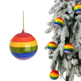 BOMBKA TĘCZOWA ZAWIESZKA BOMBKA Z MASY PAPIEROWEJ TĘCZOWA 7,5 CM BOMBKI I OZDOBY CHOINKOWE - Bombki - miniaturka - grafika 1