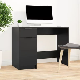 vidaXL Biurko, czarne, 100x50x75 cm, materiał drewnopochodny - Biurka - miniaturka - grafika 1