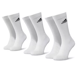 Skarpetki damskie - Adidas Zestaw 3 par wysokich skarpet unisex Cush Crw 3PP DZ9356 White/White/Black - grafika 1
