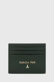 Portfele - Patrizia Pepe etui na karty skórzane kolor zielony - grafika 1