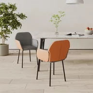 Krzesła - Lumarko Krzesła stołowe, 2 szt., jasnoszare, tkanina i sztuczna skóra  - miniaturka - grafika 1