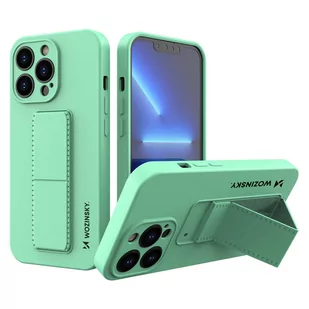 Wozinsky Kickstand Case elastyczne silikonowe etui z podstawką iPhone 13 Pro miętowy - Etui i futerały do telefonów - miniaturka - grafika 1