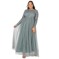 Sukienki - Maya Deluxe AZBR1803-MM Green Lily Embellished Long Sleeve Maxi Sukienka damska, Głośna zieleń, 56 - miniaturka - grafika 1