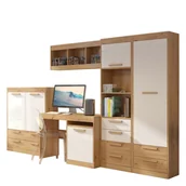 Zestawy mebli dla dzieci - Meblościanka Młodzieżowa 7 Maximus MebloCross Dąb Grange / Biały Połysk - miniaturka - grafika 1