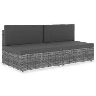 Sofa modułowa 2-osobowa, rattan PE, szara - Sofy ogrodowe - miniaturka - grafika 1