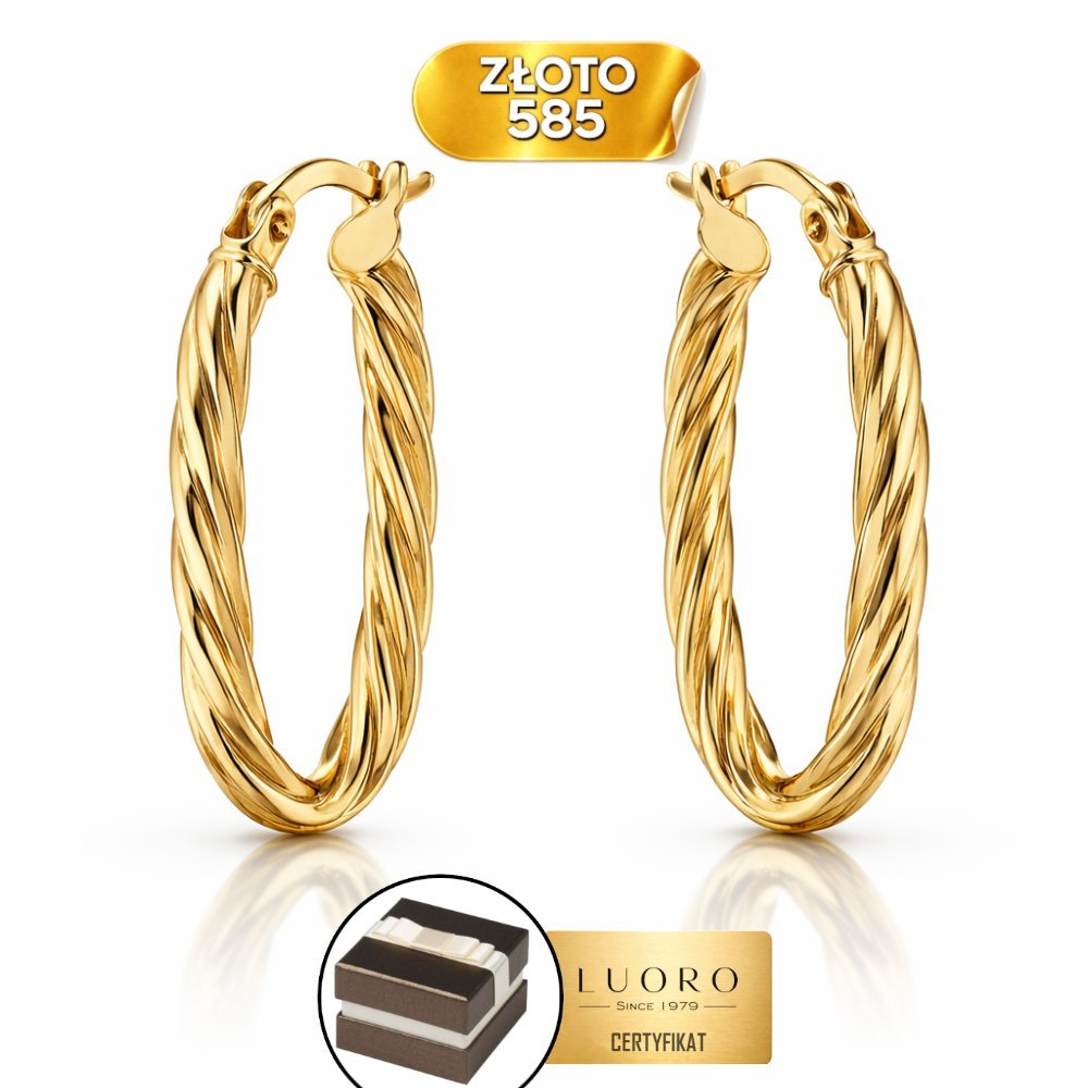 KOLCZYKI ZŁOTE 585 14K OWAL ANGIELSKIE ZAPIĘCIE ELEGANCKIE 2,6 CM