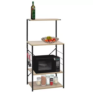 vidaXL Szafka na mikrofalówkę, czarno-dębowa, 60x39,6x123 cm - Meble modułowe i akcesoria - miniaturka - grafika 1