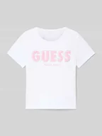 Koszulki dla dziewczynek - T-shirt z detalem z logo - miniaturka - grafika 1