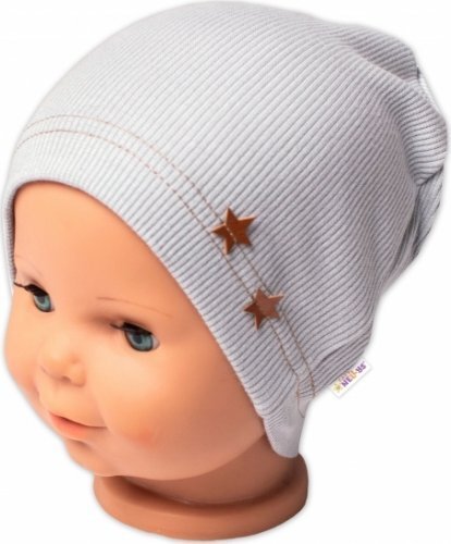Czapka dziecięca Nellys Ribbed Cap Stars - szara