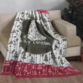 Koce - Koc bawełniany akrylowy 150x200 Świąteczny zielony biały czerwny choinki 24160A 24 - miniaturka - grafika 1