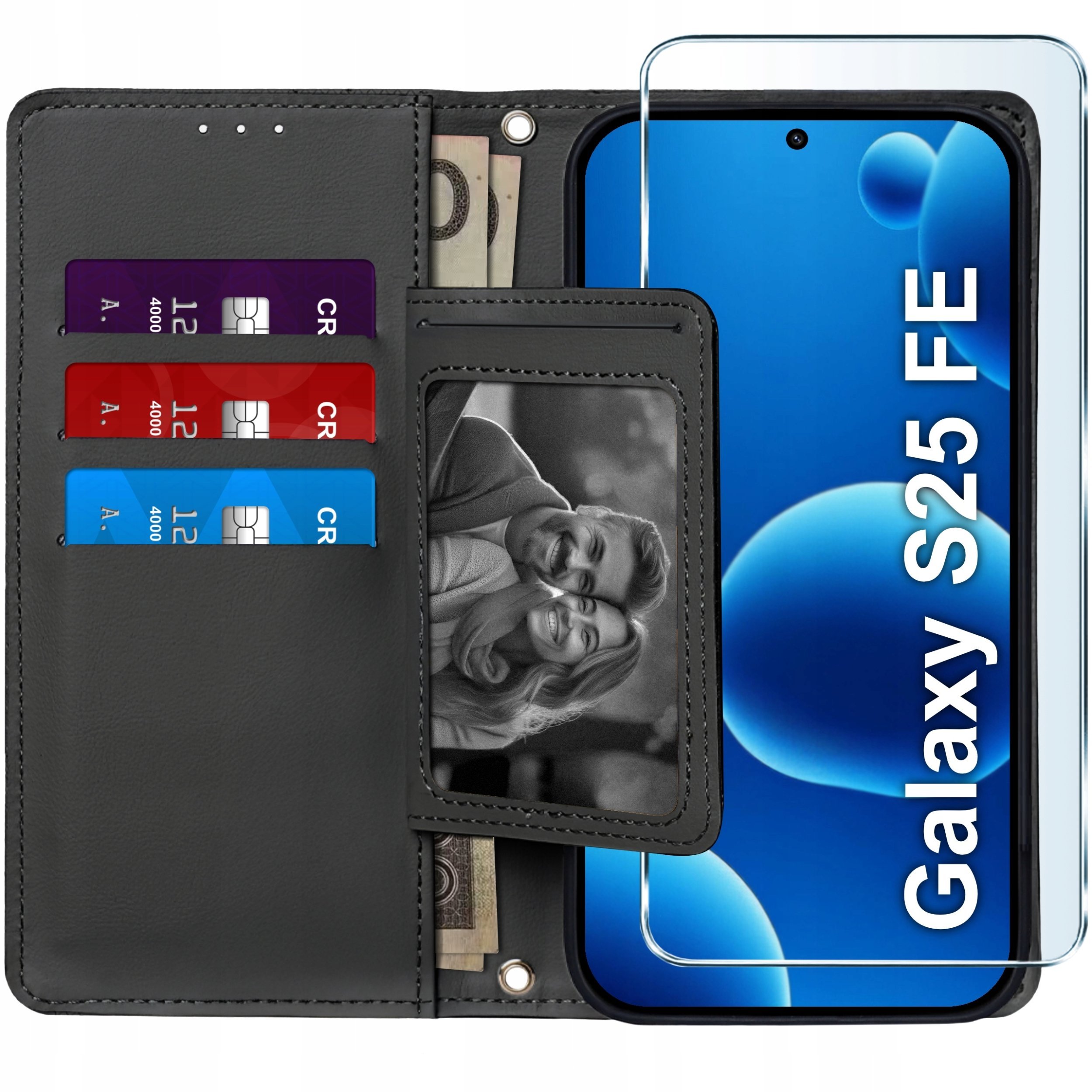 ETUI z klapką do Samsung S25 FE Zamykane Magnetyczne + SZKŁO 9H