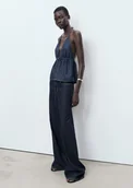 Spodnie damskie - MANGO - Dżinsy wide leg z niskim stanem niebieski - 40 - Kobieta - miniaturka - grafika 1