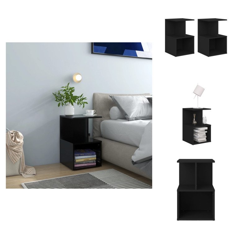 vidaXL Szafki nocne 2 szt. czarne 35x35x55 cm materiał drewnopochodny - Szafki nocne